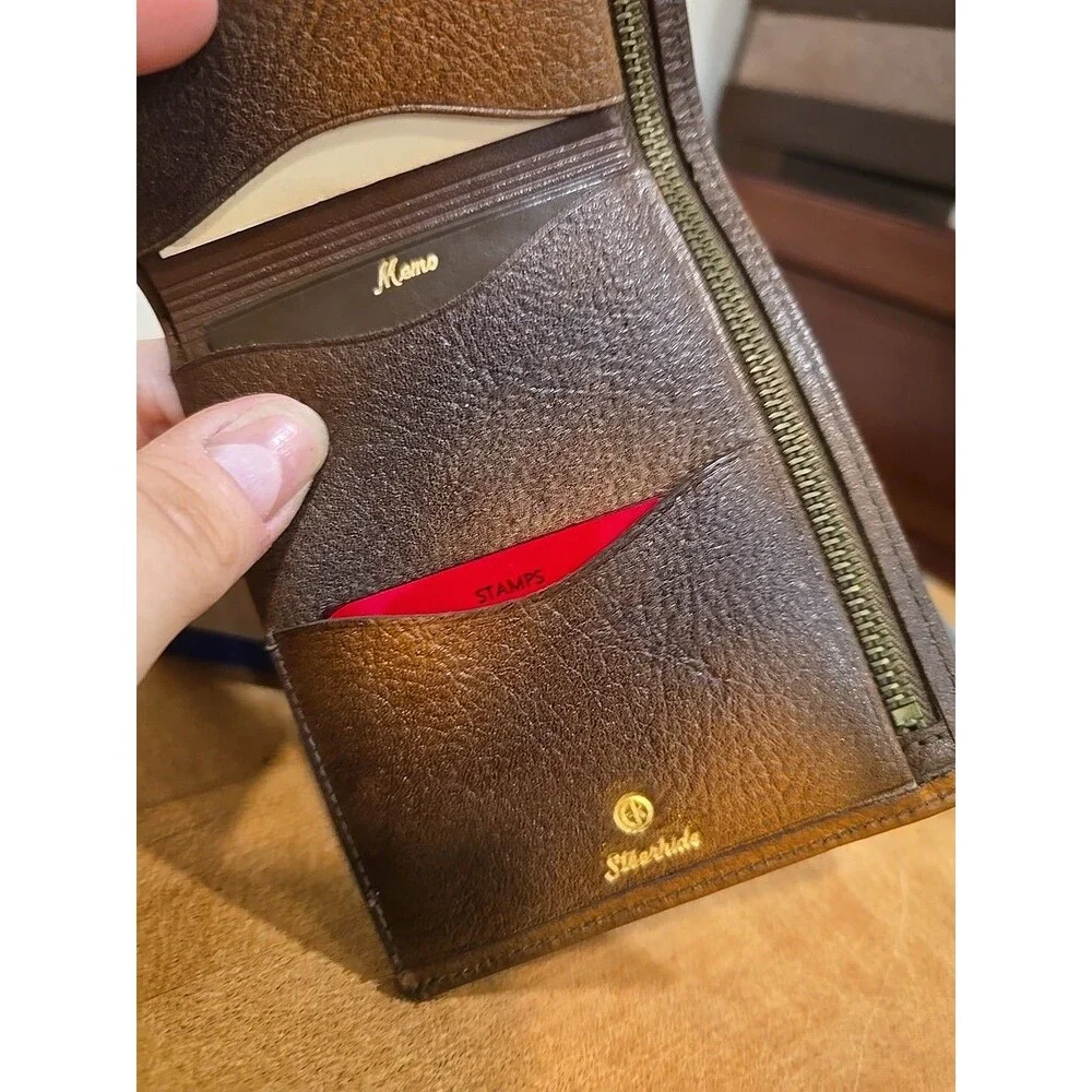 Vintage EK Steerhide Double Fold Mens Wallet Inlaid Details geometric